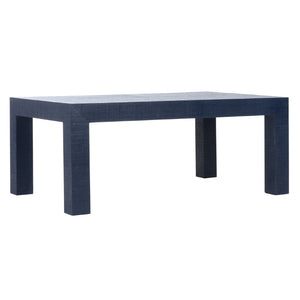 Chelsea House Sanibel Raffia Coffee Table In Blue — Parsons-Style 48" X 30" Durable Lacquer Finish, Designer Jamie Merida 385289