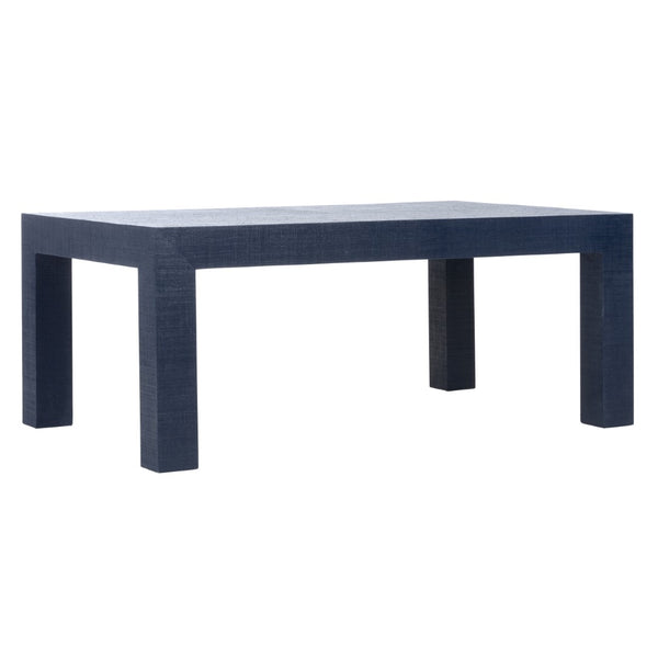 Chelsea House Sanibel Raffia Coffee Table In Blue — Parsons-Style 48" X 30" Durable Lacquer Finish, Designer Jamie Merida 385289