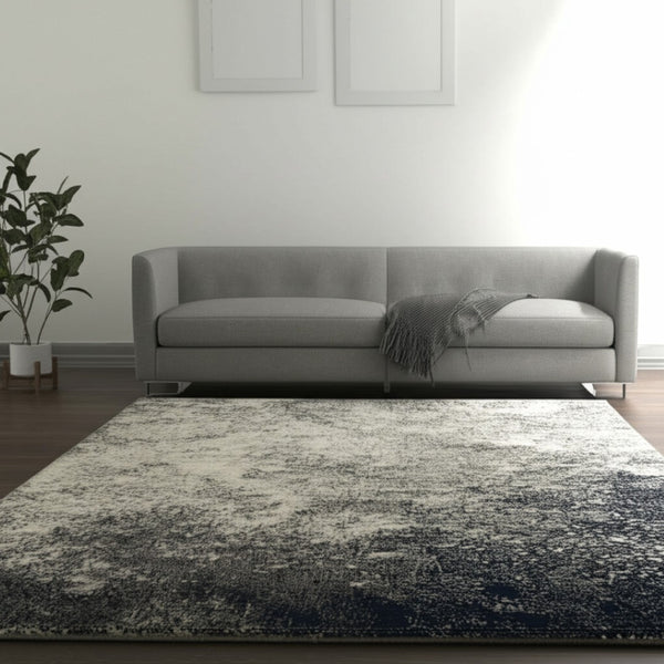 HomeRoots 5' Gray and Ivory Abstract Area Rug - Modern Design for Comfort and Durability in Any Room 5?x7? 385294