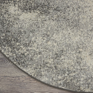 Homeroots 5' Gray And Ivory Round Abstract Power Loom Area Rug  Polypropylene 385295