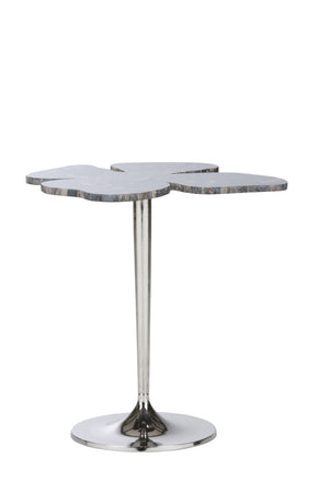 Chelsea House Petal Hand-Cut Petrified Wood Side Table With Polished Nickel Base — Sculptural Organic Accent Piece 385298