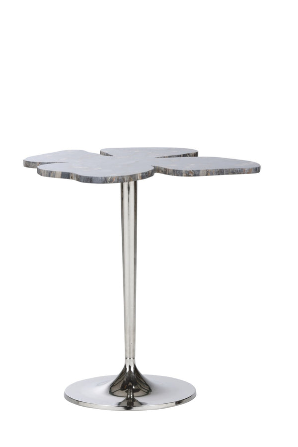 Chelsea House Petal Hand-Cut Petrified Wood Side Table With Polished Nickel Base — Sculptural Organic Accent Piece 385298