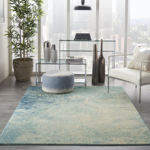 HomeRoots 5' Abstract Area Rug in Blue and Ivory - Modern Design for Stylish Living Rooms and Home Offices 5' X 7' Rectangle 385298