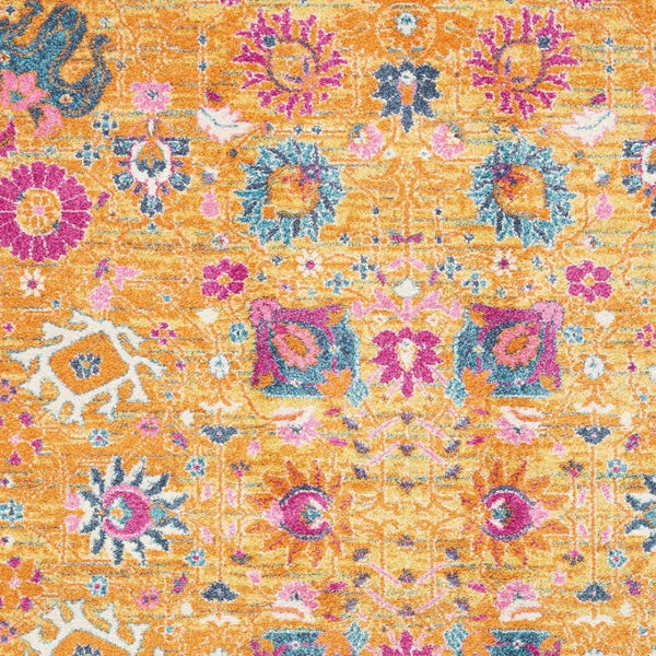 HomeRoots 5' Blue and Orange Floral Distressed Area Rug – Timeless Elegance for Modern and Traditional Spaces 5' X 7' Rectangle 385304