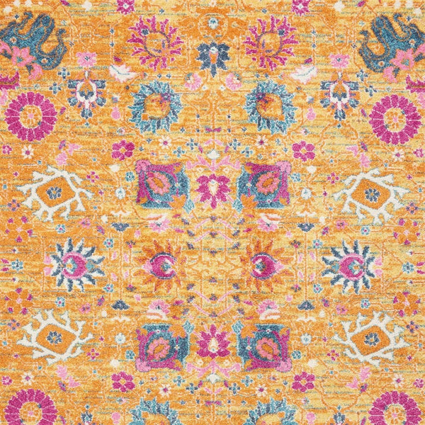 HomeRoots 5' Blue and Orange Floral Distressed Area Rug – Timeless Elegance for Modern and Traditional Spaces 5' X 7' Rectangle 385304