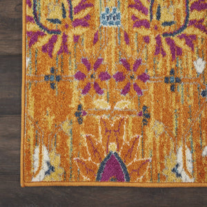 HomeRoots 5' Blue and Orange Floral Distressed Area Rug – Timeless Elegance for Modern and Traditional Spaces 7' X 10' Rectangle 385305