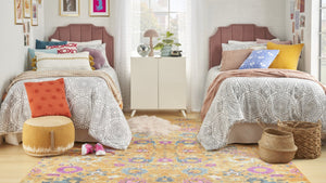 HomeRoots 5' Blue and Orange Floral Distressed Area Rug – Timeless Elegance for Modern and Traditional Spaces 7' X 10' Rectangle 385305