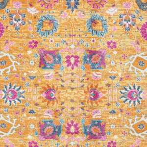 HomeRoots 5' Blue and Orange Floral Distressed Area Rug – Timeless Elegance for Modern and Traditional Spaces 7' X 10' Rectangle 385305