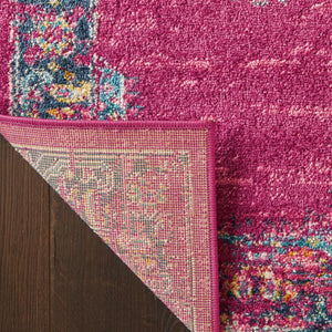 HomeRoots 5' Vibrant Fuchsia and Blue Oriental Distressed Area Rug - Timeless Design for Modern Spaces 8' x 10' 385313
