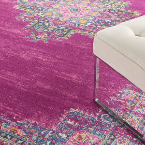 HomeRoots 5' Vibrant Fuchsia and Blue Oriental Distressed Area Rug - Timeless Design for Modern Spaces 8' x 10' 385313