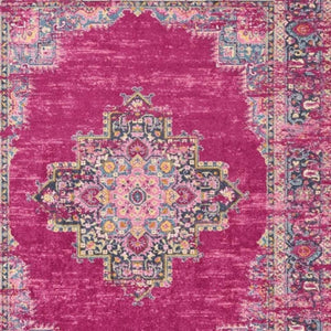 HomeRoots 5' Vibrant Fuchsia and Blue Oriental Distressed Area Rug - Timeless Design for Modern Spaces 8' x 10' 385313