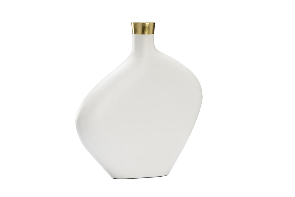 Chelsea House Asymmetric Ceramic Vase White With Gold Band — 14" Sculptural Modern Mantel Accent For Contemporary DéCor 385325