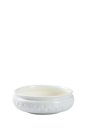 Chelsea House Scacchi Hand-Glazed White Ceramic Decorative Bowl With Embossed Pattern, Sculptural Centerpiece 385329