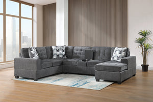 English Elm Oslo Gray Upholstered Sectional Sofa With Cup Holders | Spacious, Modern Comfort For Family Rooms B078S00593