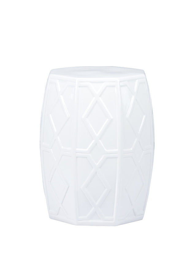 Chelsea House Andreu Ceramic Garden Stool By Shayla Copas — Glossy White 20"H Compact Side Table & Seat For Indoors Outdoors 385333