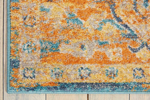 HomeRoots 7' Teal and Gold Medallion Distressed Area Rug – Elevate Your Space with Timeless Elegance and Durability 7?x10? 385344