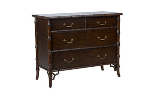 Chelsea House Sheraton Bamboo Chest With 4 Drawers, Warm Brown Finish, Bamboo-Trim Detail For Coastal & Classic Homes 385346