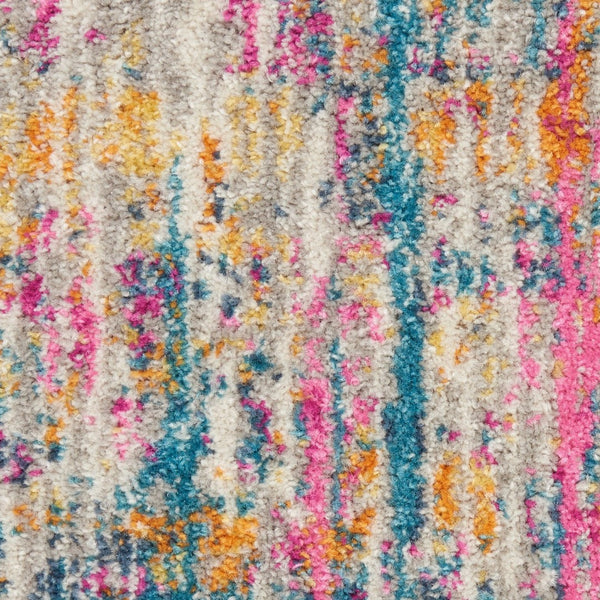 HomeRoots 5' Abstract Area Rug in Ivory and Blue - Modern Elegance for Living Rooms, Bedrooms & Offices 5' x 7' 385352