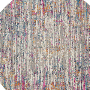 Homeroots 5' Abstract Round Rug In Ivory And Blue - Durable, Stylish, And Perfect For Any Contemporary Space 5' Round Polypropylene 385353