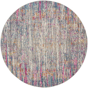 Homeroots 5' Abstract Round Rug In Ivory And Blue - Durable, Stylish, And Perfect For Any Contemporary Space 5' Round Polypropylene 385353