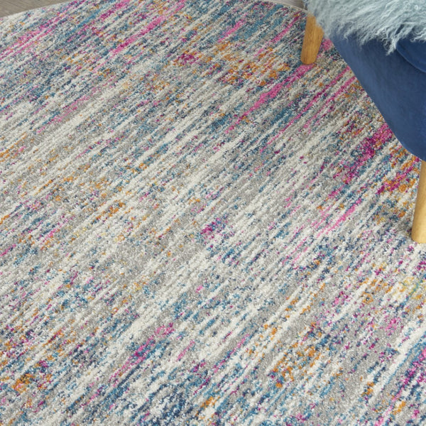 HomeRoots 5' Abstract Area Rug in Ivory and Blue - Modern Elegance for Living Rooms, Bedrooms & Offices 5' Round 385353