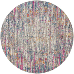 HomeRoots 5' Abstract Area Rug in Ivory and Blue - Modern Elegance for Living Rooms, Bedrooms & Offices 5' Round 385353