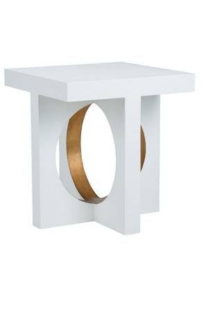Chelsea House Swoop Sculptural Side Table By Bradshaw Orrell — Textured White Exterior, Metallic Gold Interior Accent 385354