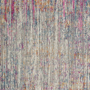 Homeroots 5' Abstract Round Rug In Ivory And Blue - Durable, Stylish, And Perfect For Any Contemporary Space 7' X 10' Polypropylene 385354