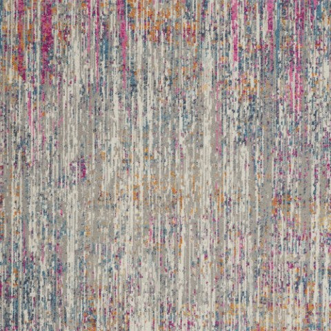 Homeroots 5' Abstract Round Rug In Ivory And Blue - Durable, Stylish, And Perfect For Any Contemporary Space 7' X 10' Polypropylene 385354