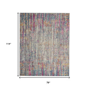 Homeroots 5' Abstract Round Rug In Ivory And Blue - Durable, Stylish, And Perfect For Any Contemporary Space 7' X 10' Polypropylene 385354