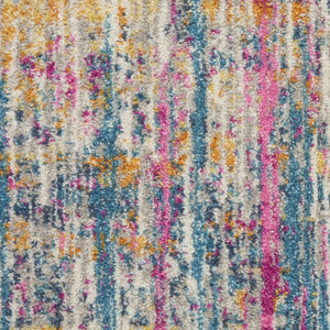 HomeRoots 5' Abstract Area Rug in Ivory and Blue - Modern Elegance for Living Rooms, Bedrooms & Offices 8' x 10' 385355