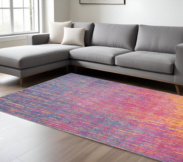 HomeRoots 5' Bold Blue and Orange Abstract Area Rug – Modern Design, Durable, Softens Spaces, Easy Care 7' X 10' Rectangle 385363