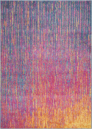 HomeRoots 5' Bold Blue and Orange Abstract Area Rug – Modern Design, Durable, Softens Spaces, Easy Care 7' X 10' Rectangle 385363