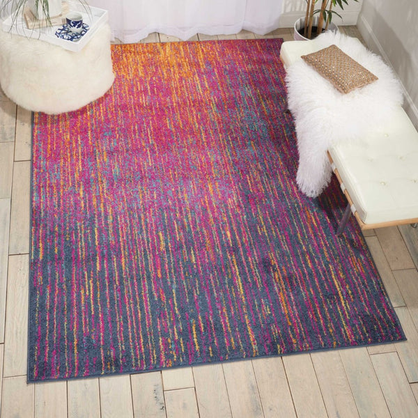 HomeRoots 5' Bold Blue and Orange Abstract Area Rug – Modern Design, Durable, Softens Spaces, Easy Care 7' X 10' Rectangle 385363