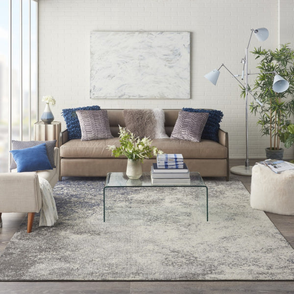 HomeRoots 5' Gray and Ivory Abstract Area Rug - Modern Design for Comfort and Durability in Any Room 7?x10? 385364