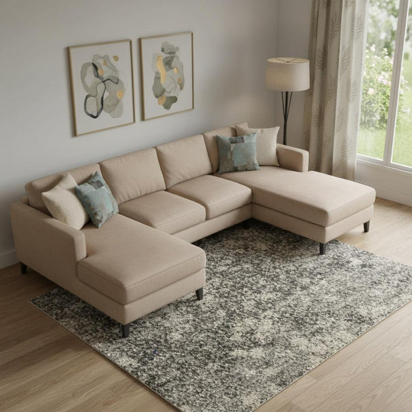 HomeRoots 5' Gray and Ivory Abstract Area Rug - Modern Design for Comfort and Durability in Any Room 8?x10? 385365