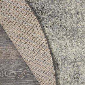 Homeroots 8' Gray And Ivory Round Abstract Power Loom Area Rug  Polypropylene 385366