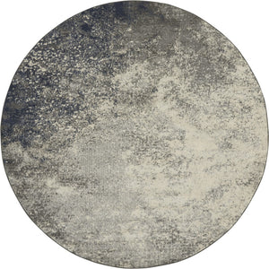 Homeroots 8' Gray And Ivory Round Abstract Power Loom Area Rug  Polypropylene 385366