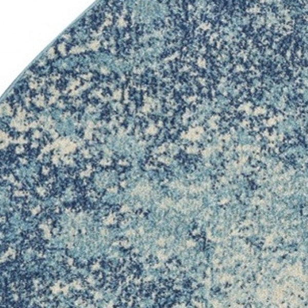HomeRoots 5' Abstract Area Rug in Blue and Ivory - Modern Design for Stylish Living Rooms and Home Offices 5' Round Round 385370