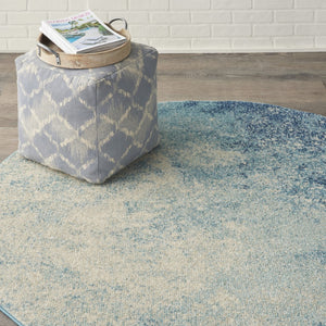 HomeRoots 5' Abstract Area Rug in Blue and Ivory - Modern Design for Stylish Living Rooms and Home Offices 5' Round Round 385370