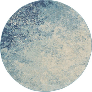 HomeRoots 5' Abstract Area Rug in Blue and Ivory - Modern Design for Stylish Living Rooms and Home Offices 5' Round Round 385370
