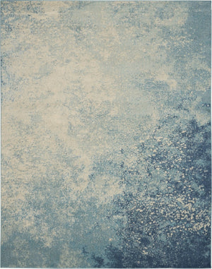HomeRoots 5' Abstract Area Rug in Blue and Ivory - Modern Design for Stylish Living Rooms and Home Offices 7' X 10' Rectangle 385371