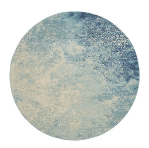 HomeRoots 5' Abstract Area Rug in Blue and Ivory - Modern Design for Stylish Living Rooms and Home Offices 8' Round Round 385373