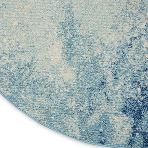 HomeRoots 5' Abstract Area Rug in Blue and Ivory - Modern Design for Stylish Living Rooms and Home Offices 8' Round Round 385373