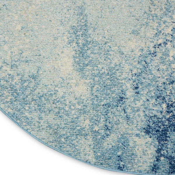 HomeRoots 5' Abstract Area Rug in Blue and Ivory - Modern Design for Stylish Living Rooms and Home Offices 8' Round Round 385373
