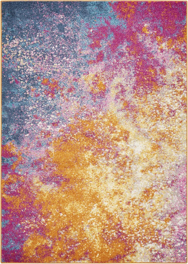 HomeRoots 5' Vibrant Blue and Orange Abstract Area Rug – Modern Design for Living Rooms, Bedrooms, and Offices 5? x 7? 385379