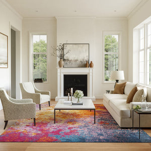HomeRoots 5' Vibrant Blue and Orange Abstract Area Rug – Modern Design for Living Rooms, Bedrooms, and Offices 7? x 10? 385381