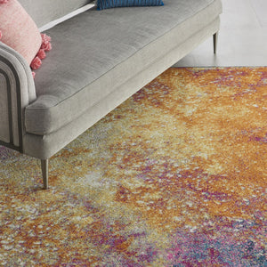 HomeRoots 5' Vibrant Blue and Orange Abstract Area Rug – Modern Design for Living Rooms, Bedrooms, and Offices 7? x 10? 385381