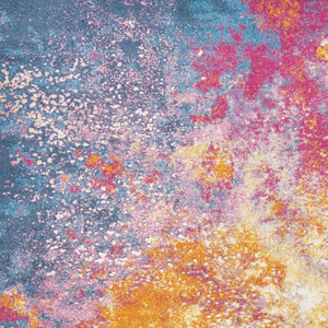 HomeRoots 5' Vibrant Blue and Orange Abstract Area Rug – Modern Design for Living Rooms, Bedrooms, and Offices 7? x 10? 385381