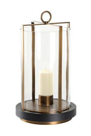 Chelsea House Revere Large Antique Brass & Matte Black Candleholder By Bradshaw Orrell — Sculptural Pillar/Taper Accent 385383